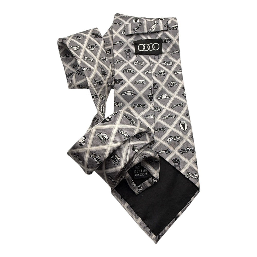 Audi‎ Logo Silk Tie Antique Cars Motorcycles, Silk Men's Gift Novelty - Picture 6 of 11